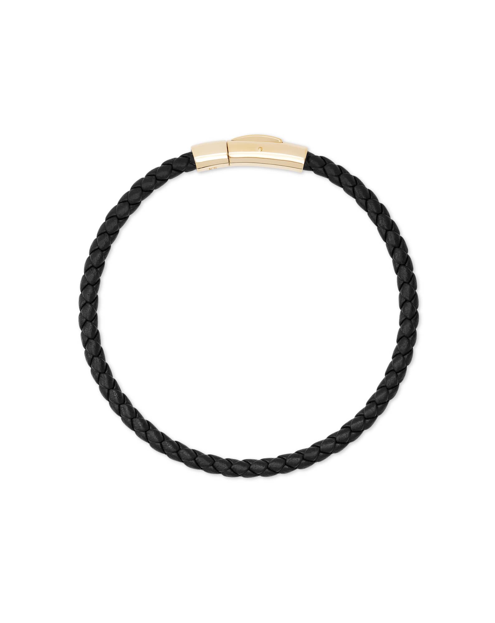 Evans 18k Yellow Gold Vermeil Corded Bracelet in Black Leather